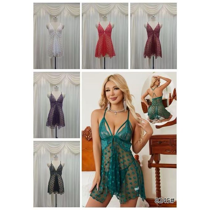 Sweetheart Lace and Mesh Babydoll Nighty