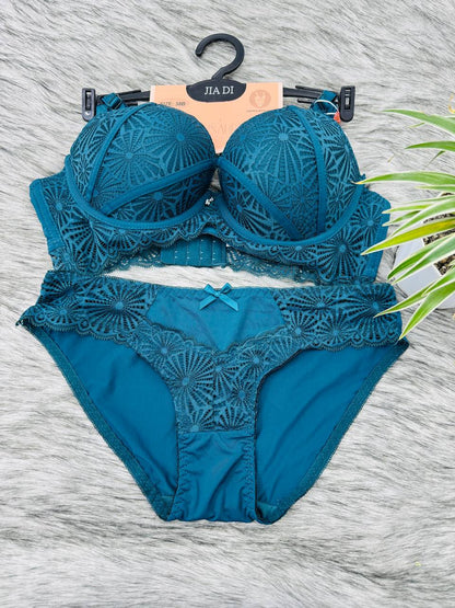 Midnight Wine Lace Net Intimates Bridal  Set