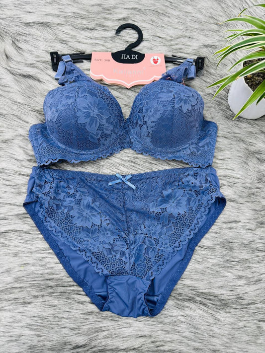 Midnight Wine Lace Net Intimates Bridal  Set