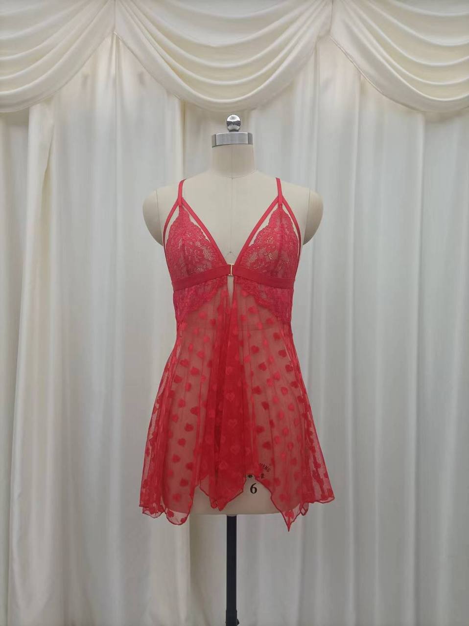 Sweetheart Lace and Mesh Babydoll Nighty