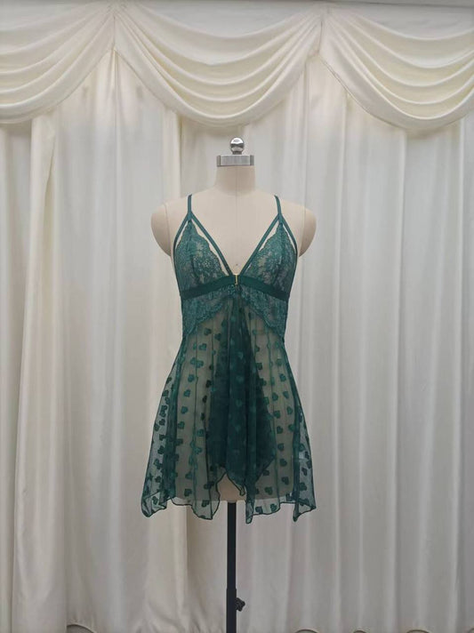 Sweetheart Lace and Mesh Babydoll Nighty