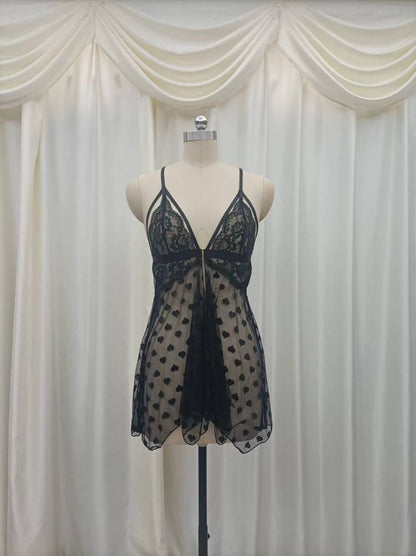 Sweetheart Lace and Mesh Babydoll Nighty