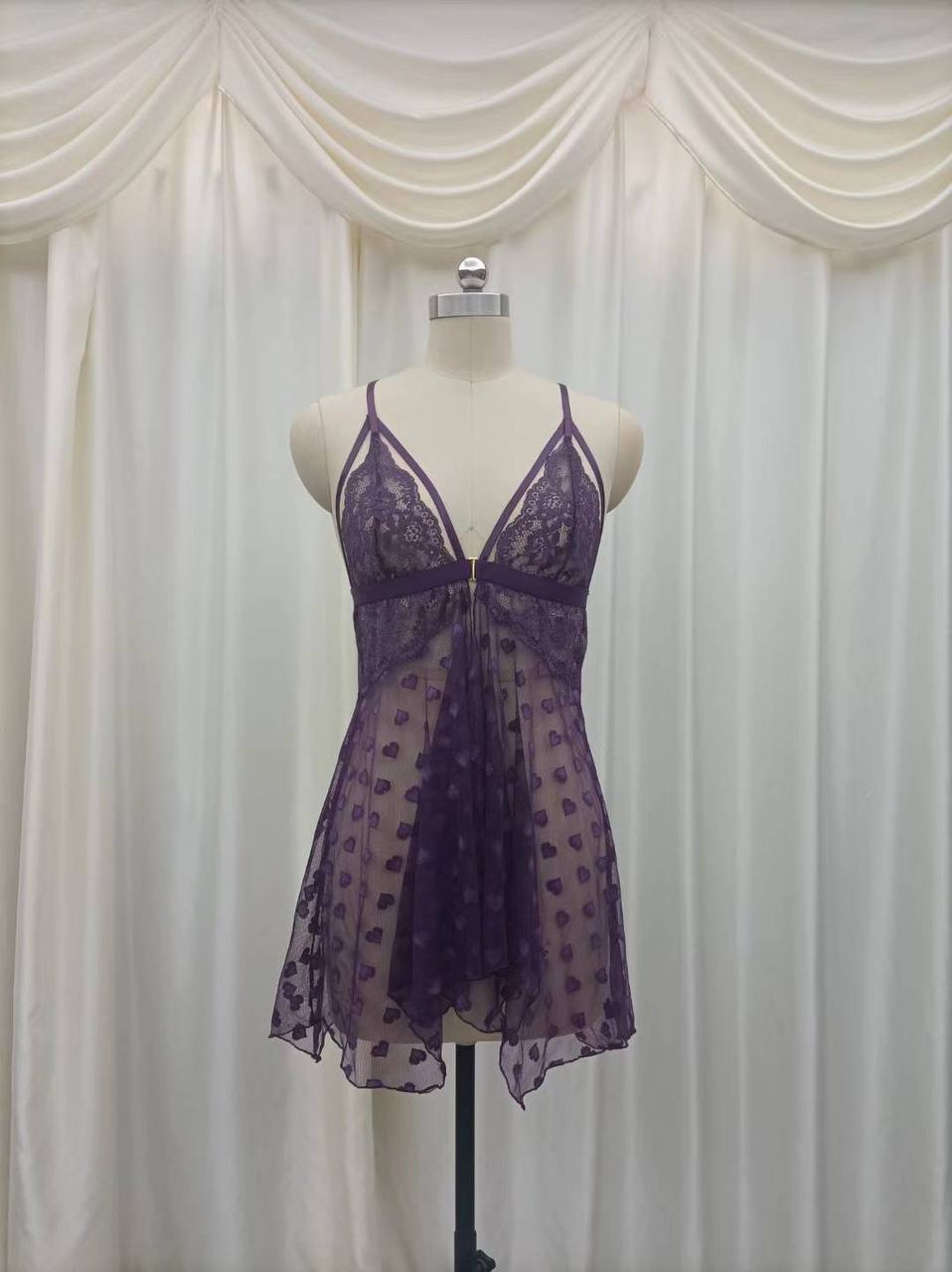 Sweetheart Lace and Mesh Babydoll Nighty
