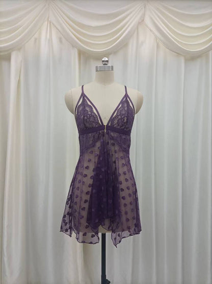 Sweetheart Lace and Mesh Babydoll Nighty