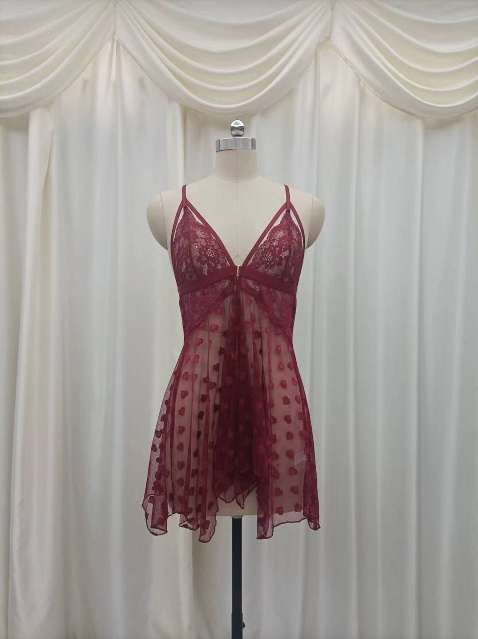 Sweetheart Lace and Mesh Babydoll Nighty