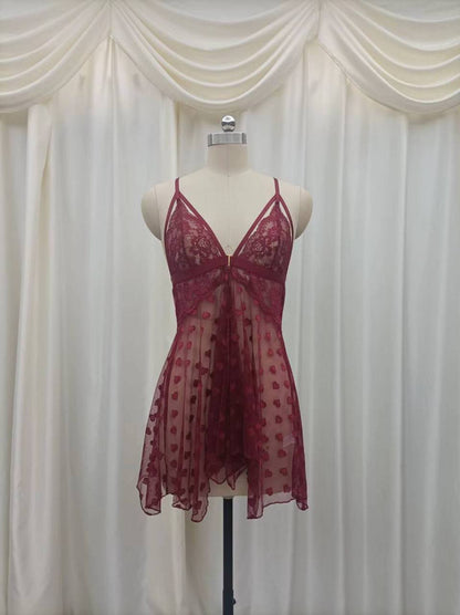 Sweetheart Lace and Mesh Babydoll Nighty