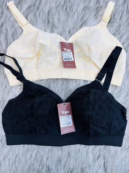 Imported Trylo Krutika Chikan No Wire Bra(Cross Fit)