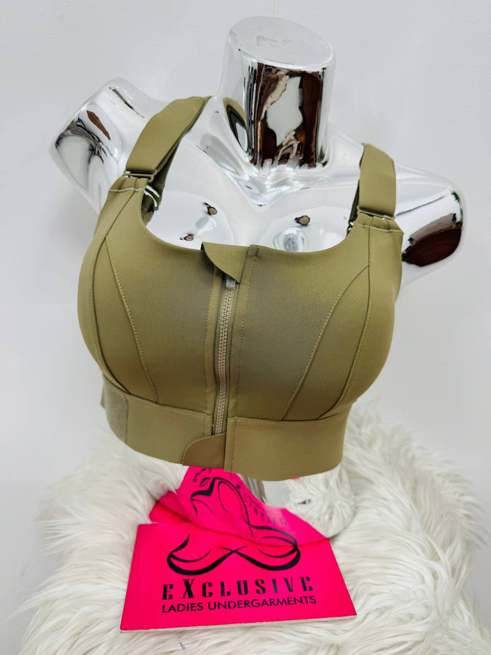 Multifunctional Heavy Front Zipper Sports Bra Comfortable Compression Fit Gym Athletic Support