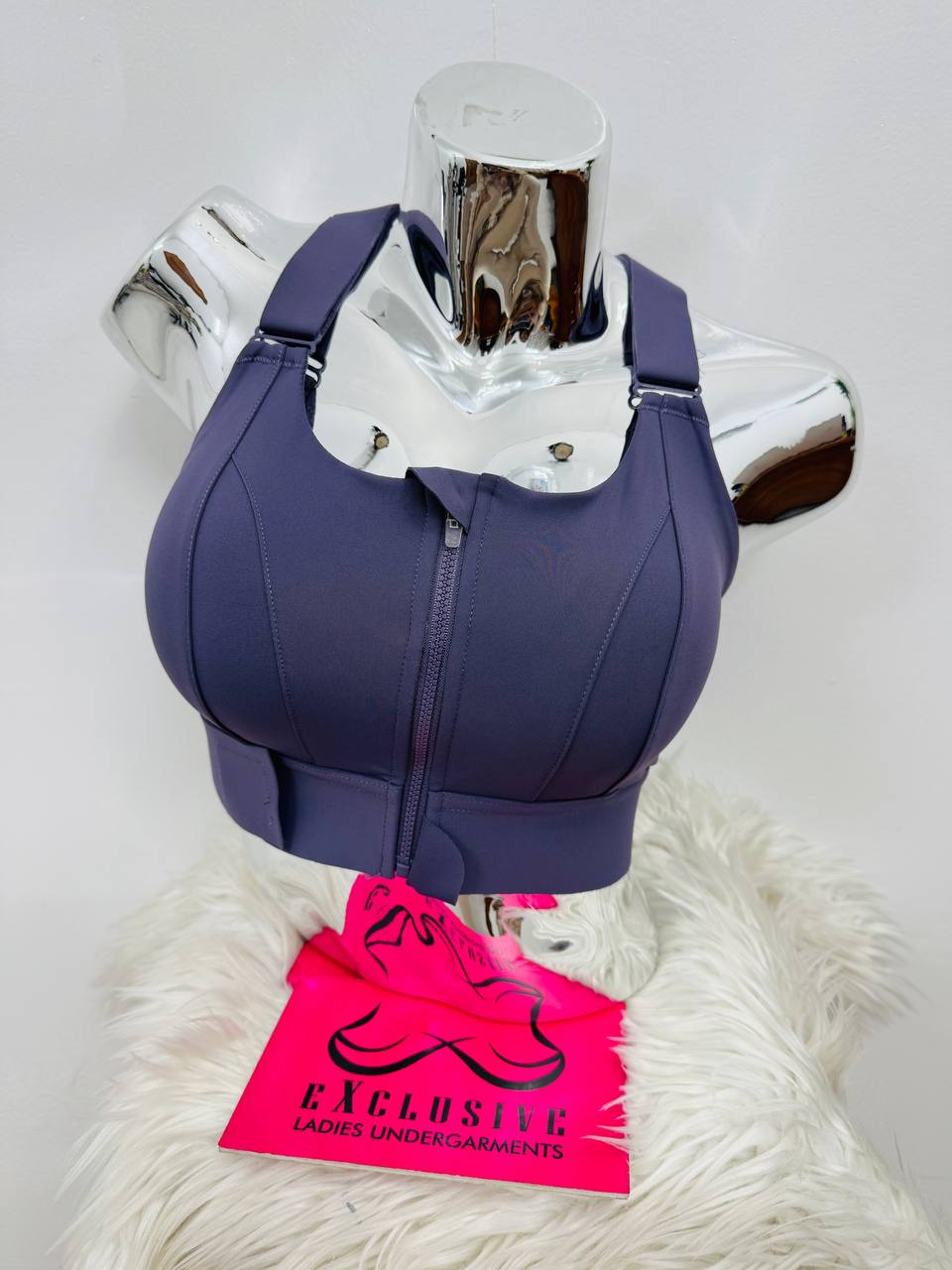 Multifunctional Heavy Front Zipper Sports Bra Comfortable Compression Fit Gym Athletic Support