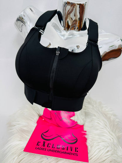 Multifunctional Heavy Front Zipper Sports Bra Comfortable Compression Fit Gym Athletic Support