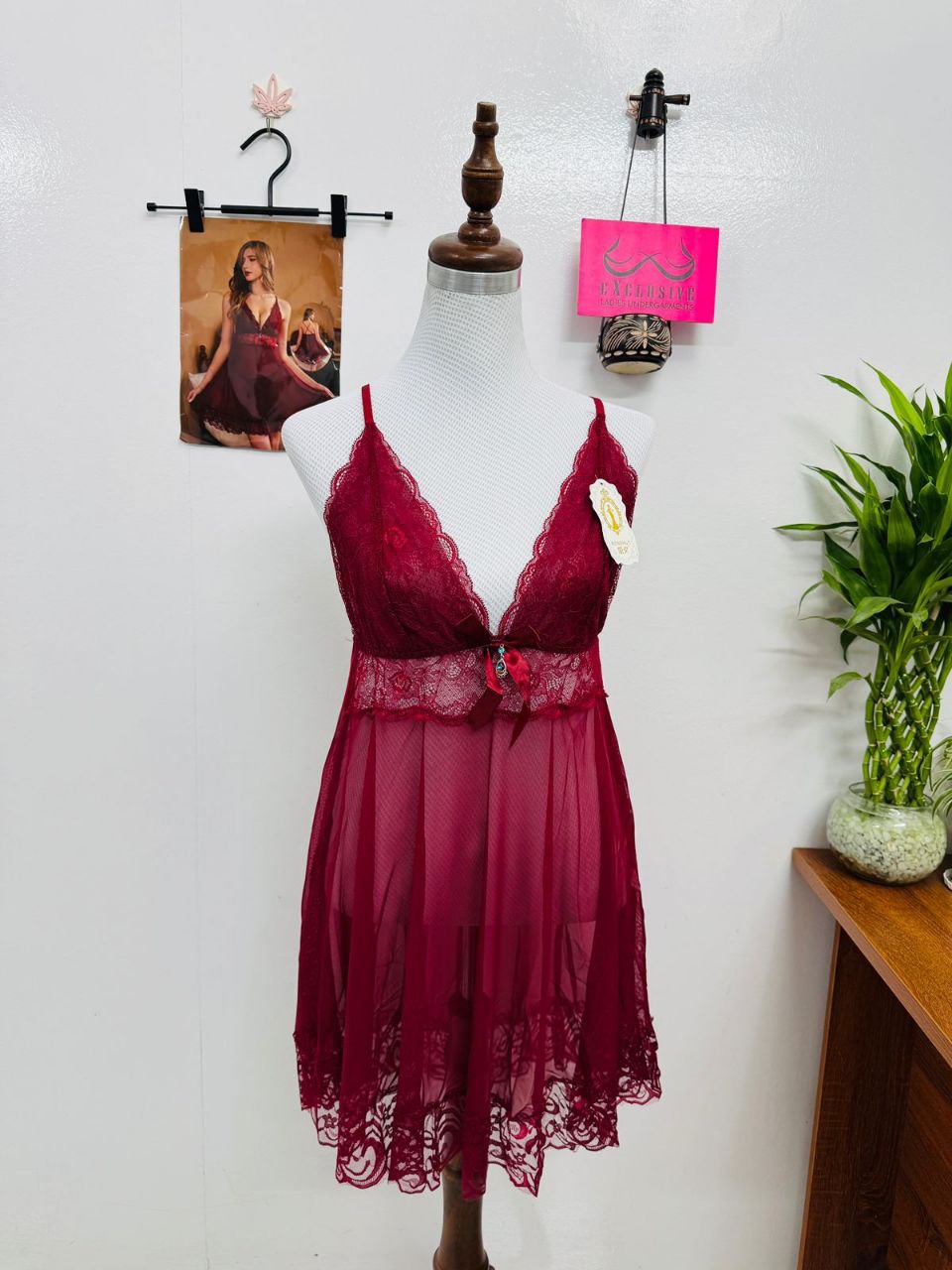 Deep V Neck Backless baby doll Nighty