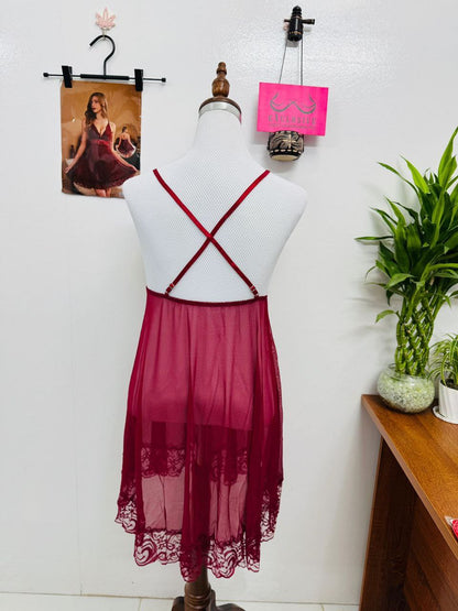 Deep V Neck Backless baby doll Nighty