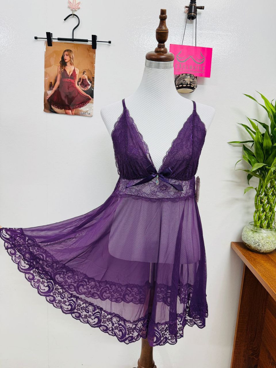 Deep V Neck Backless baby doll Nighty