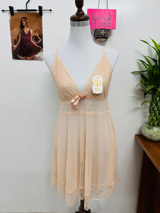 Deep V Neck Backless baby doll Nighty